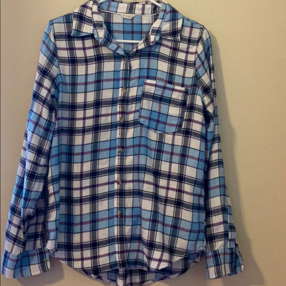 Aéropostale blue and purple checkered flannel